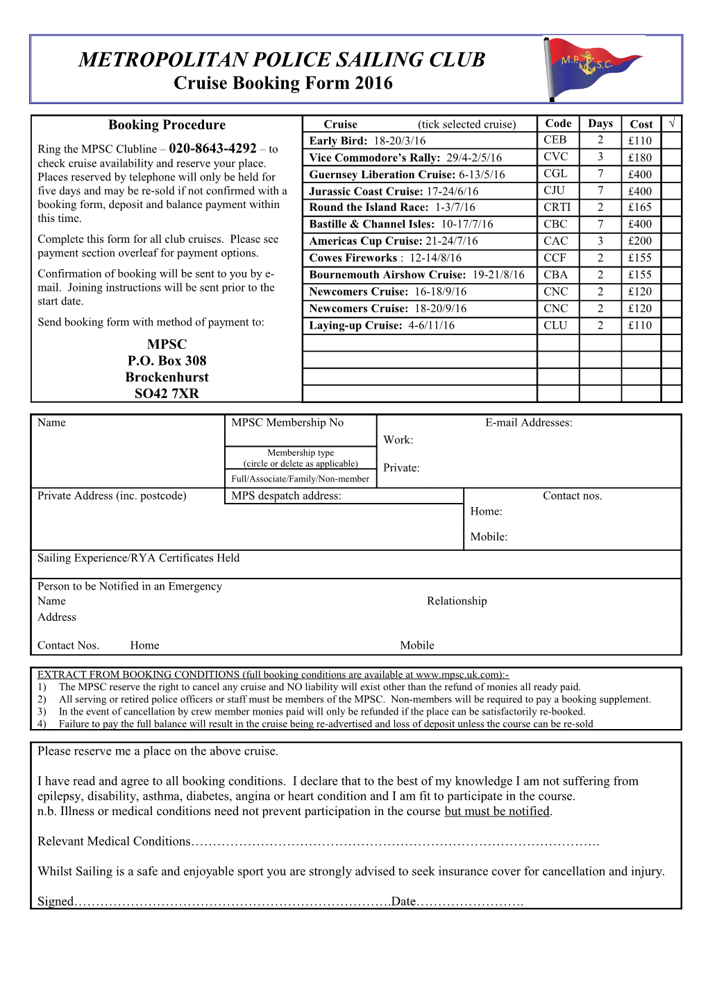 Booking Procedure