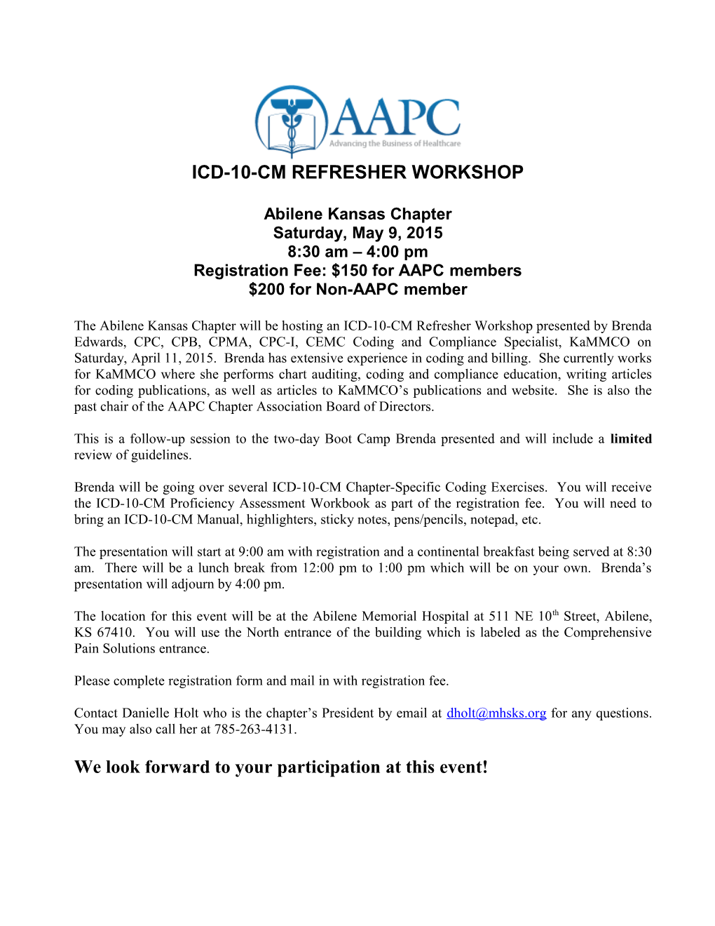 Registration Fee: $150 for AAPC Members