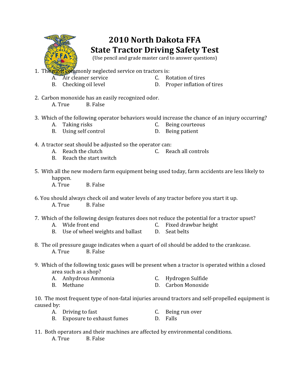 State Tractor Driving Safety Test