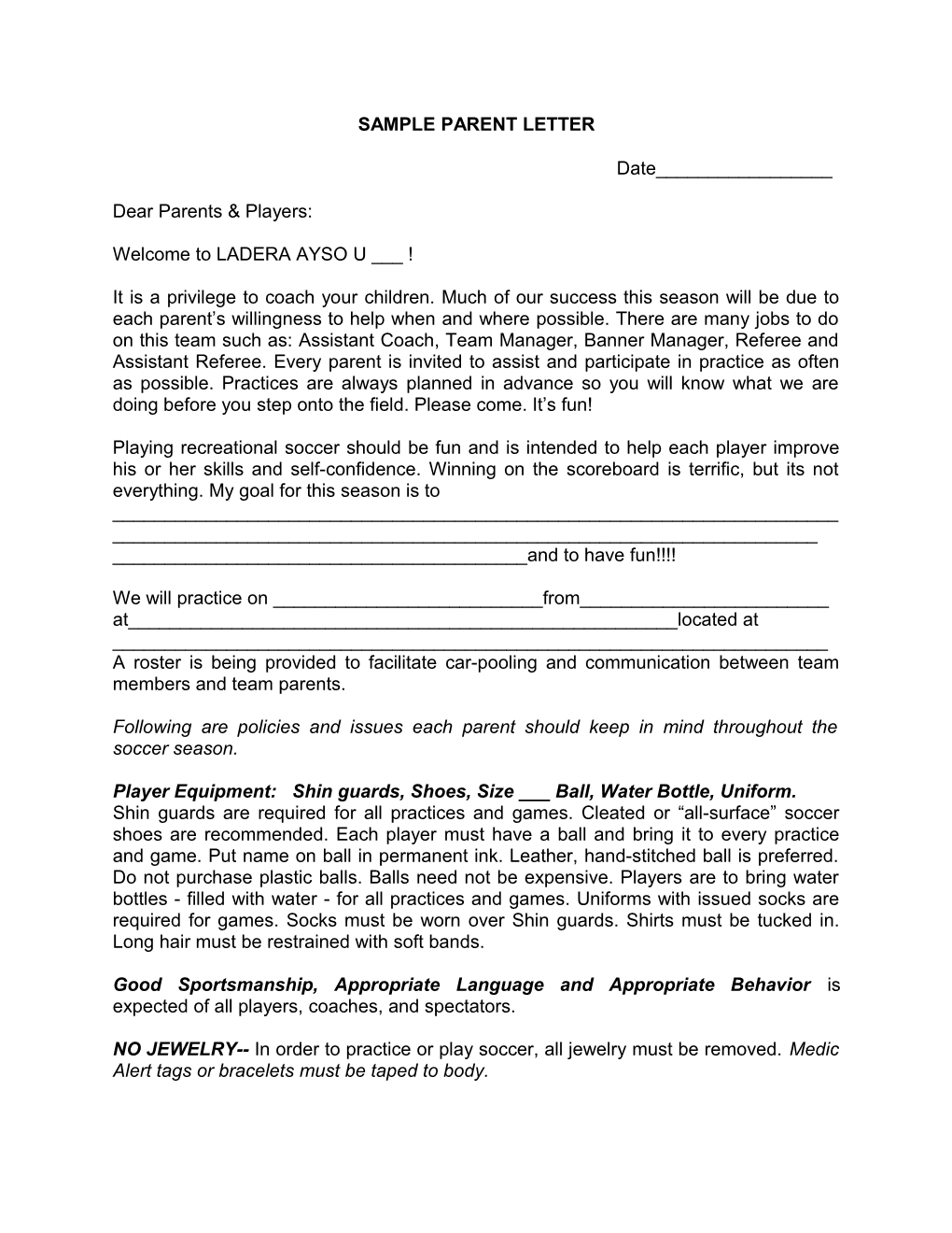 Sample Parent Letter s1