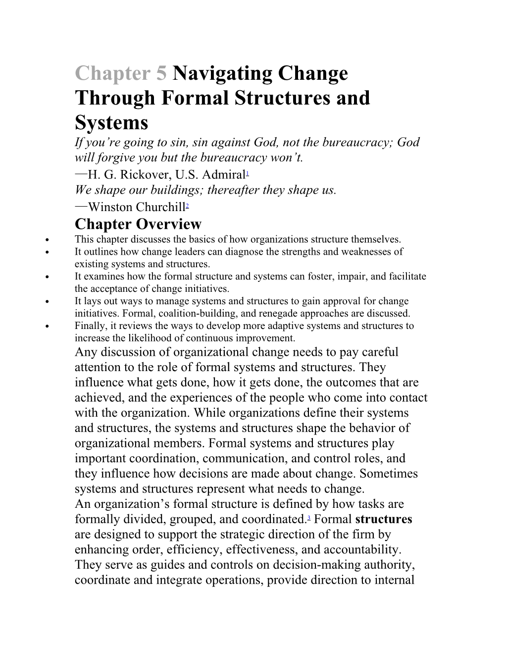 Chapter 5 Navigating Change Through Formal Structures and Systems