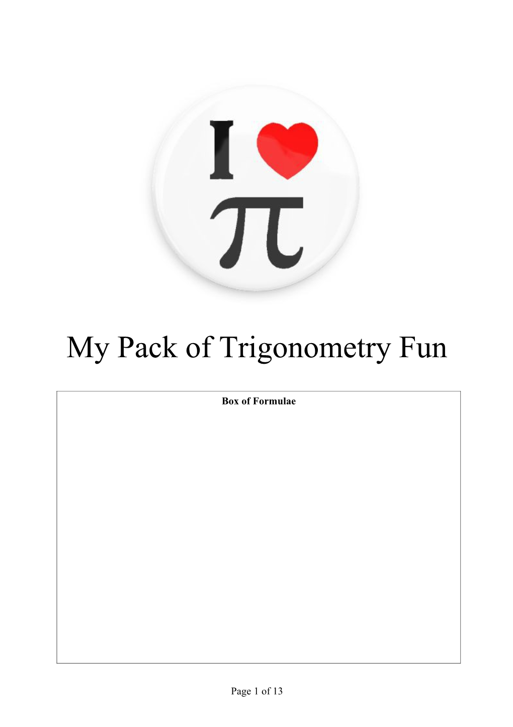 My Pack of Trigonometry Fun