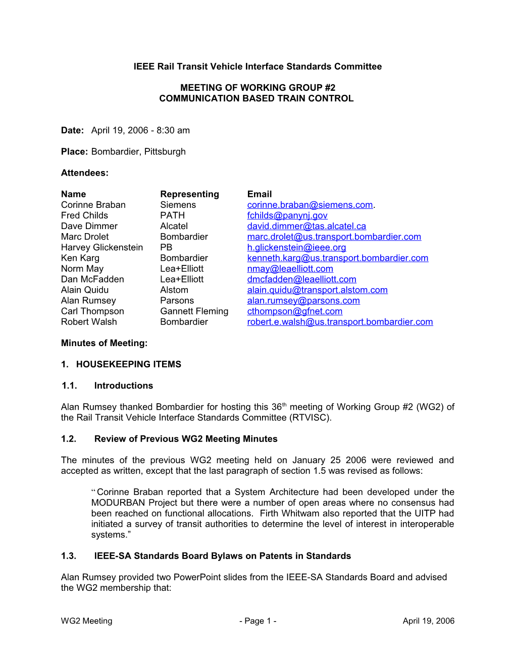 IEEE Rail Transit Vehicle Interface Standards Committee s1