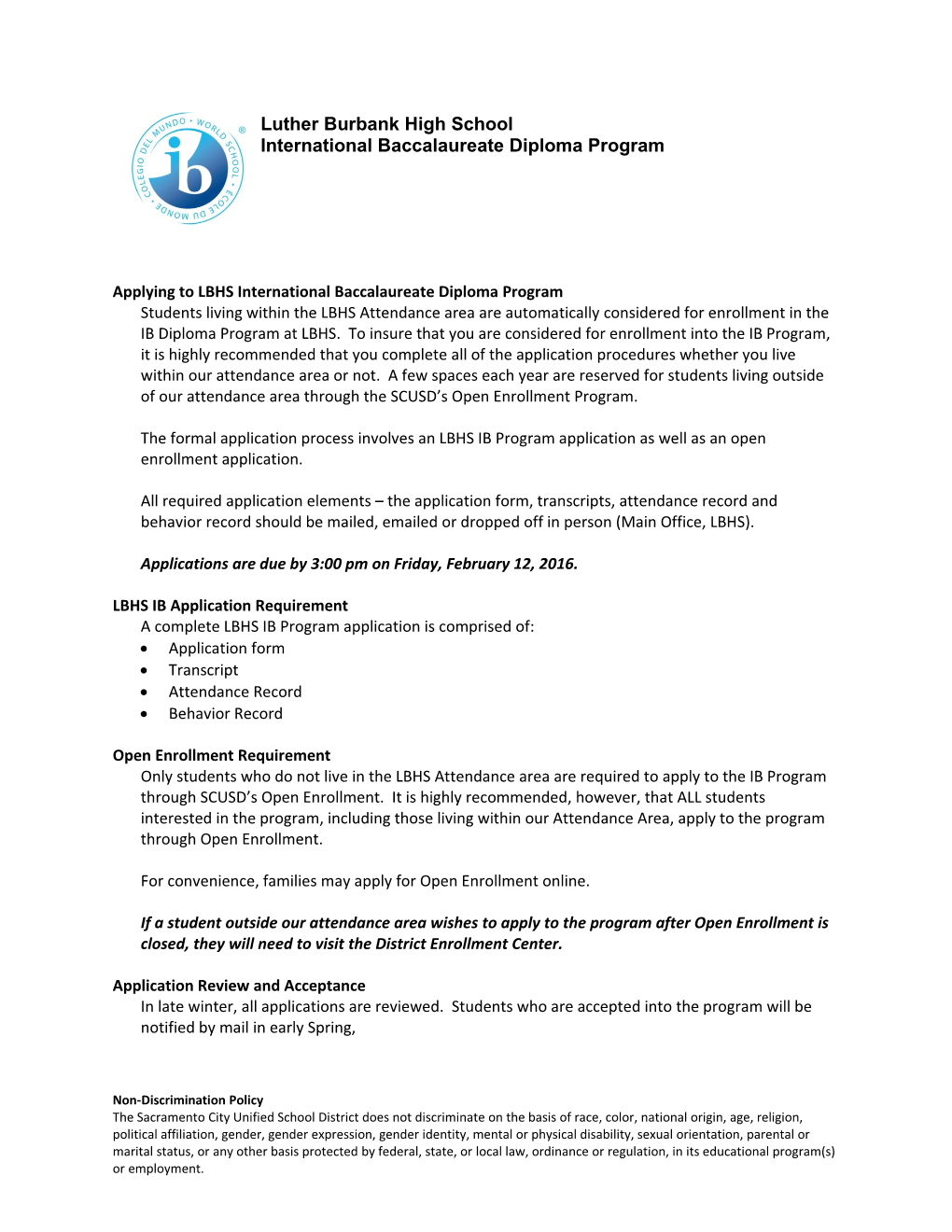International Baccalaureate Diploma Program s1