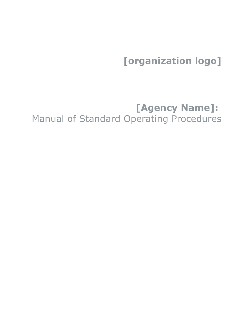 Generic Standard Operating Procedures