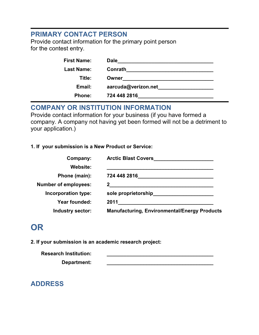Application Cover Sheet