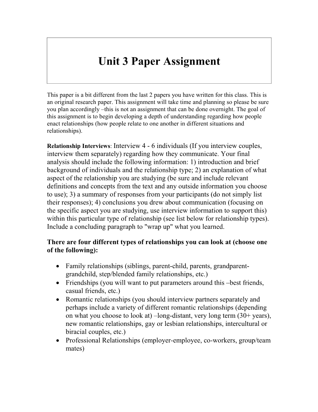Unit 3 Paper Assignment