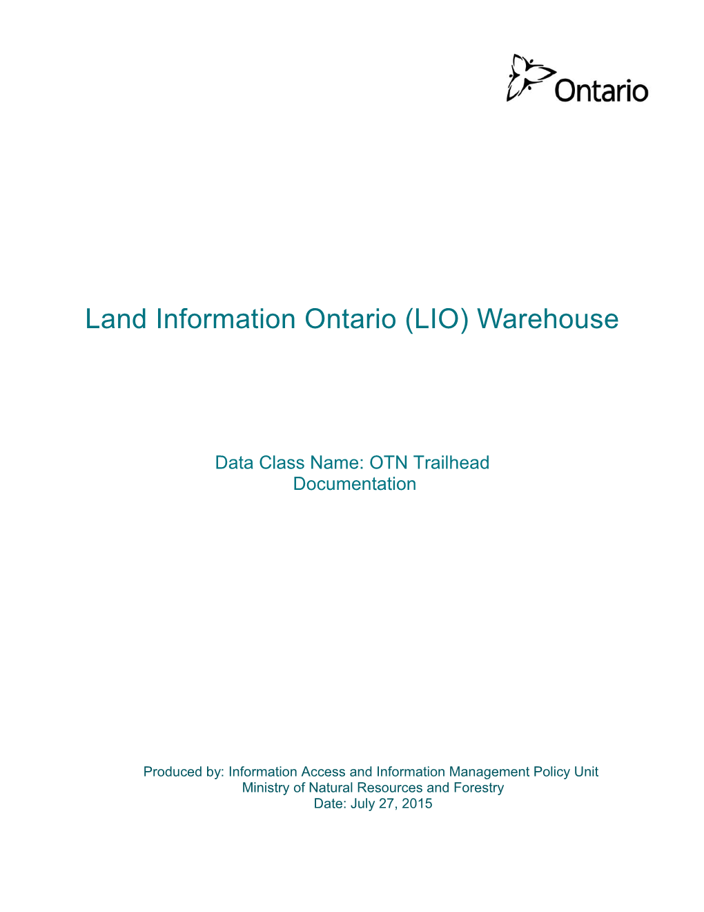 Land Information Ontario (LIO) Warehouse