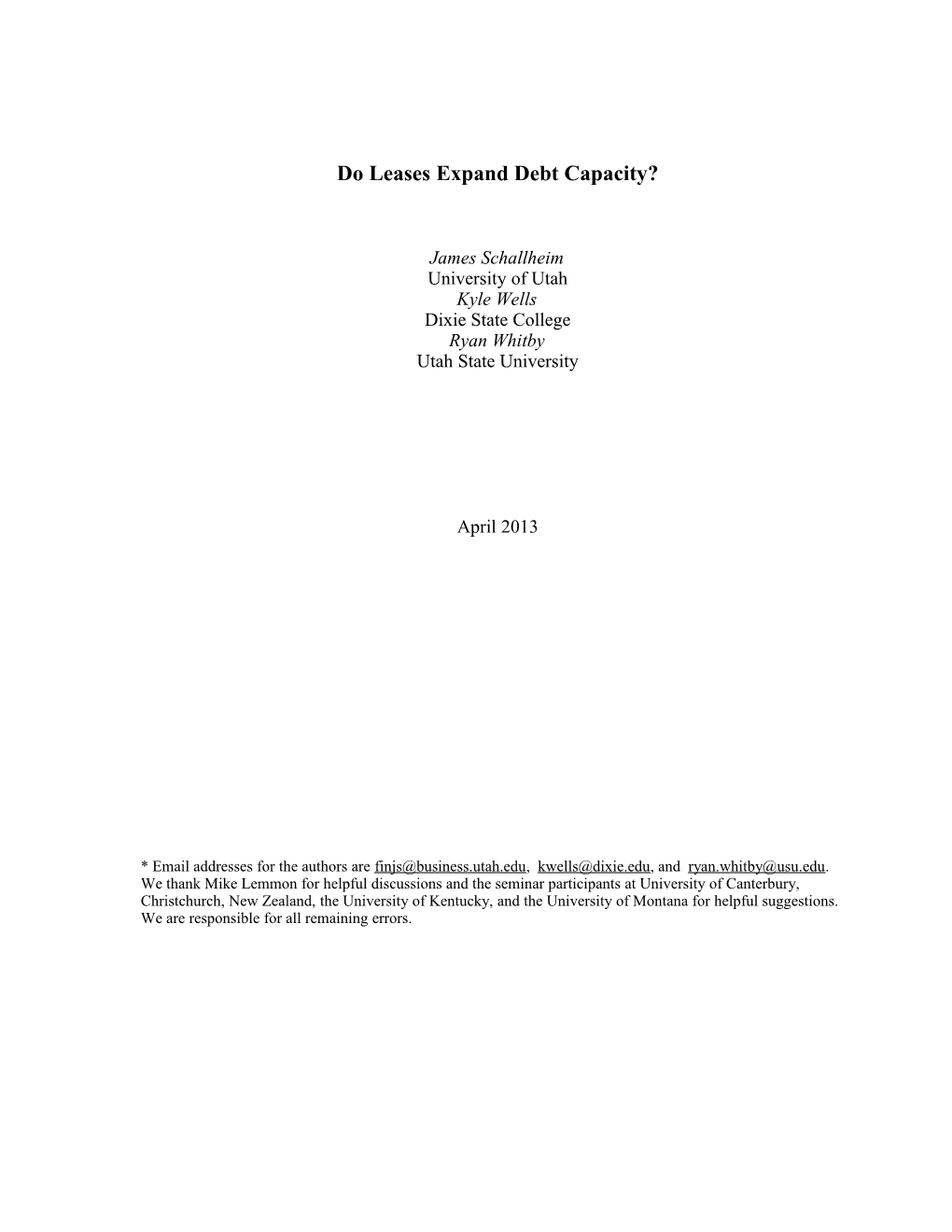 A Test of the Substitution Between Debt and Leases Using the Sale-And-Leaseback Transaction