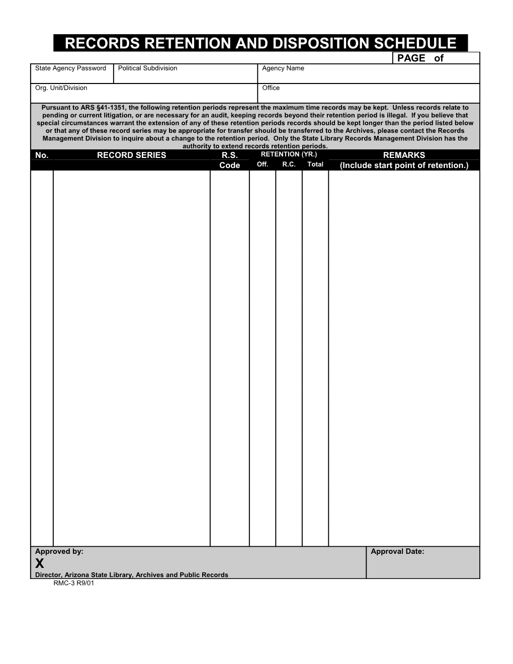 Records Retention and Disposition Schedule