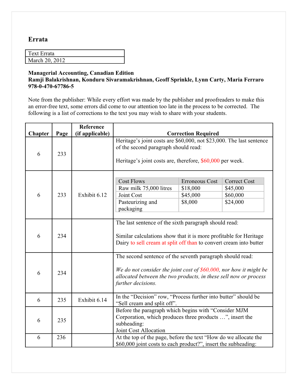 Managerial Accounting, Canadian Edition