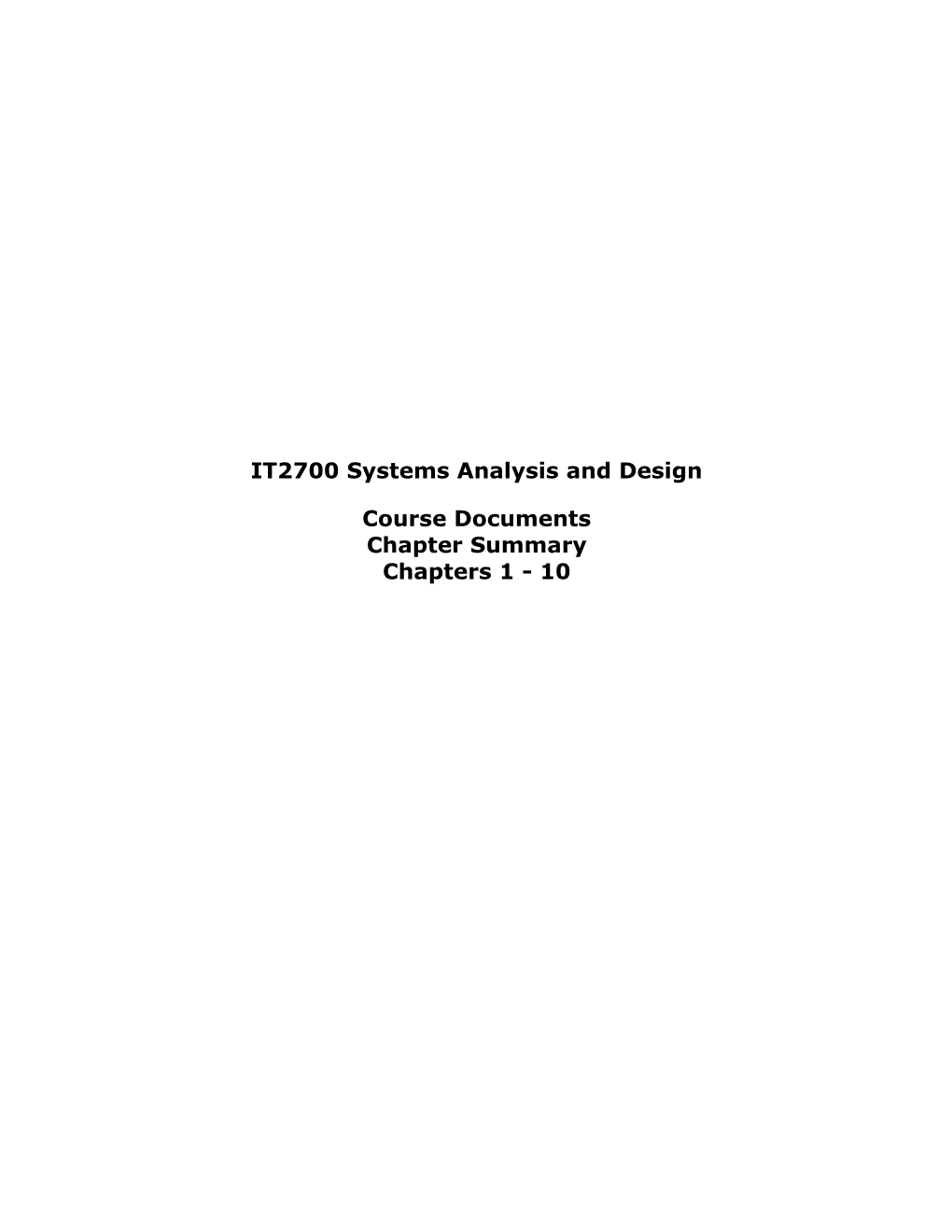 IT2700 Systems Analysis and Design