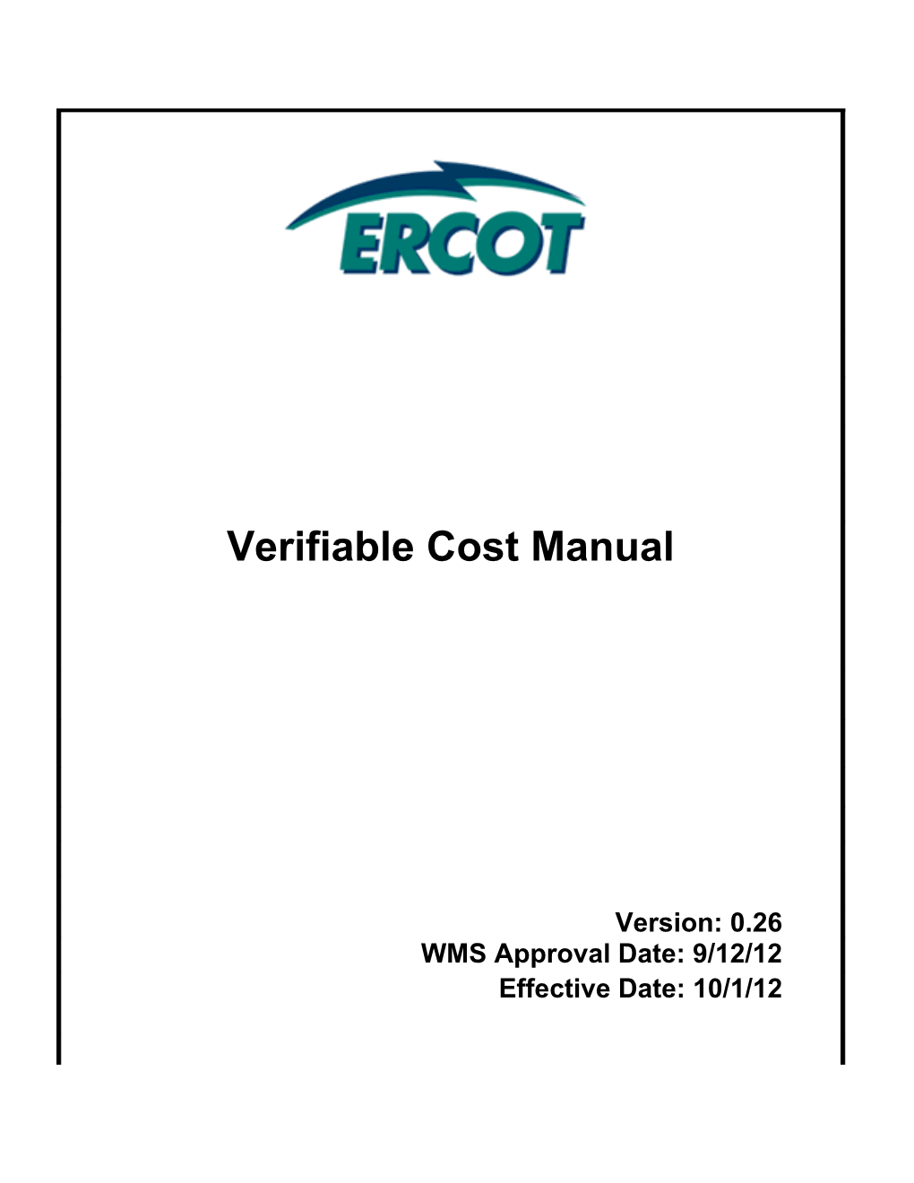 ERCOT's Verifiable Cost Manual