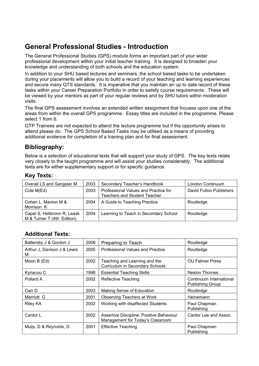 Guidance Notes for the Use of the Student Profile