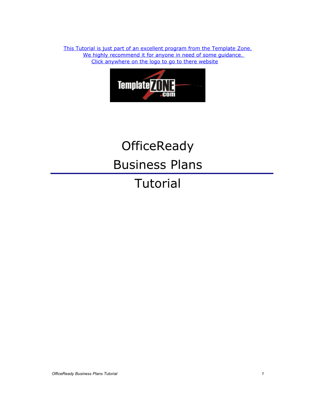 Officeready Business Plans Tutorial