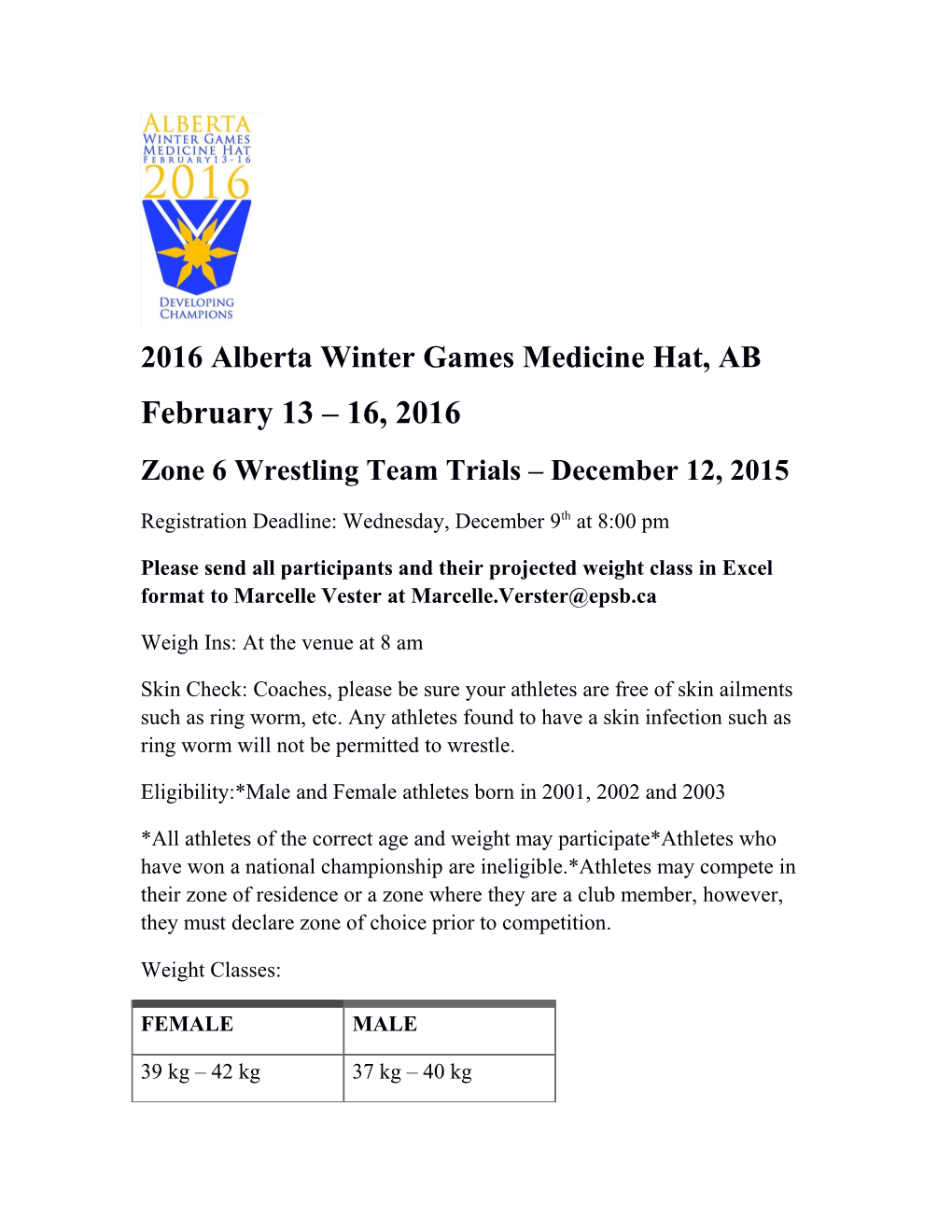 2016 Alberta Winter Games Medicine Hat, AB