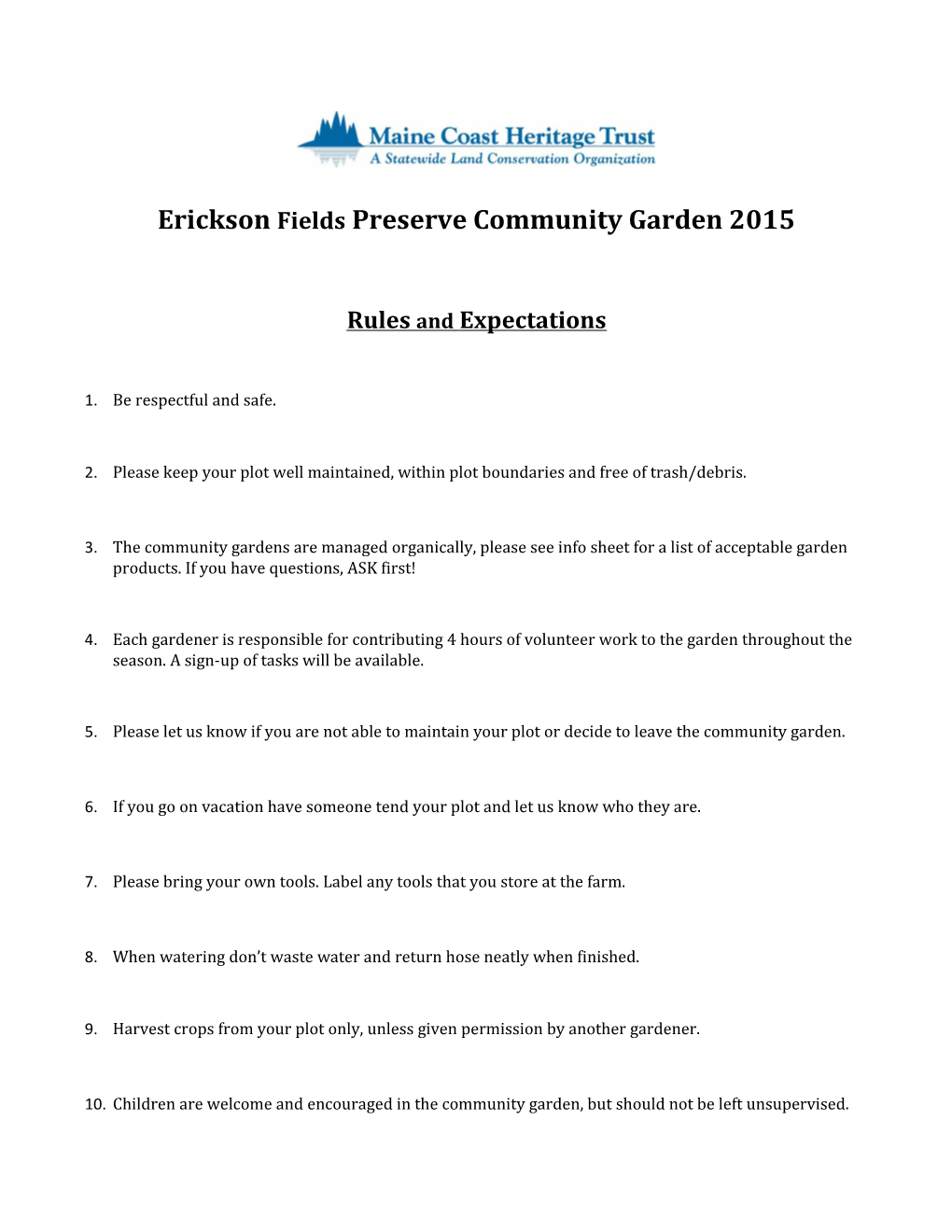 Erickson Fields Preserve Community Garden 2015