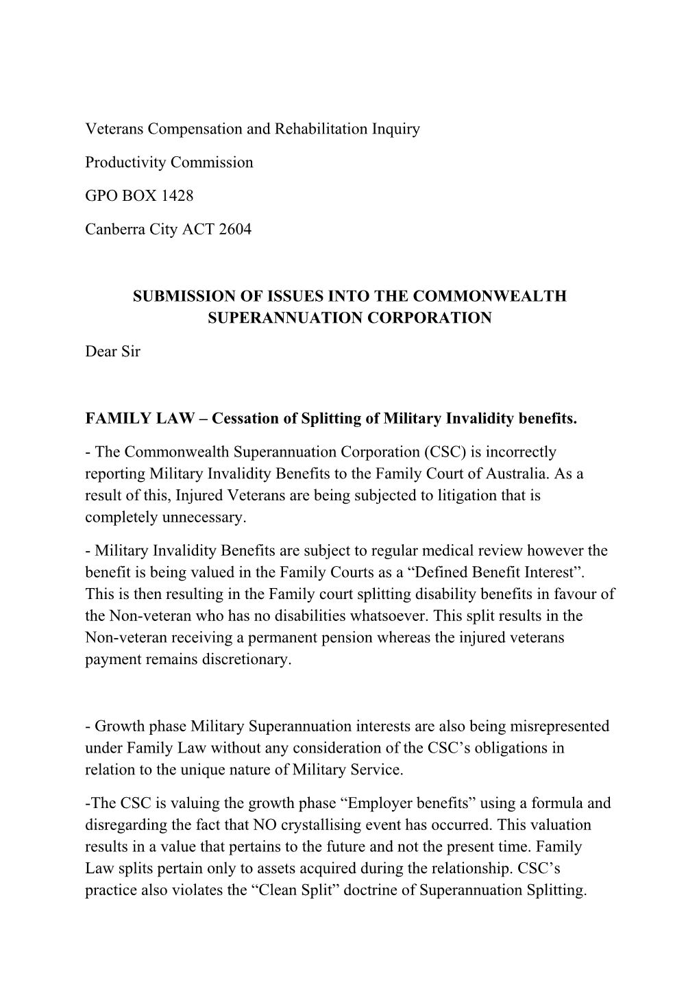 Submission 28 - Multiple - Compensation and Rehabilitation for Veterans - Public Inquiry
