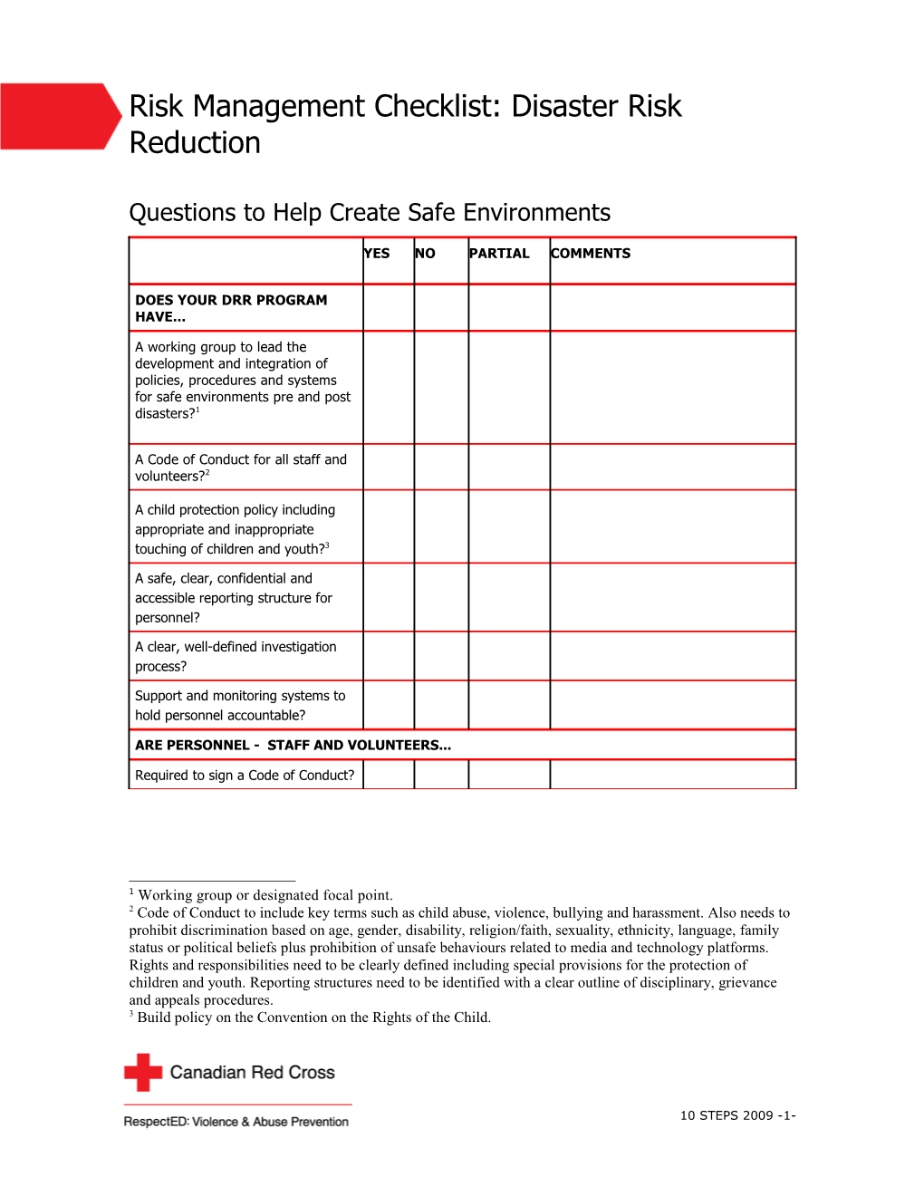Risk Management Checklist s2