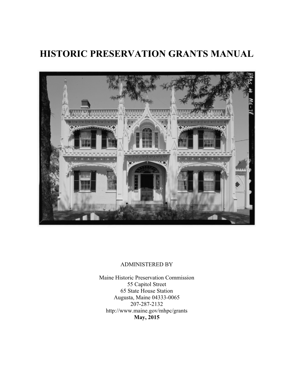 Historic Preservation Grants Manual