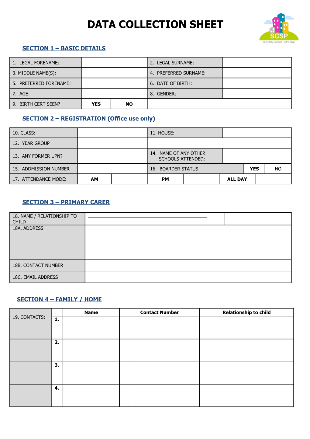 SECTION 2 REGISTRATION (Office Use Only)