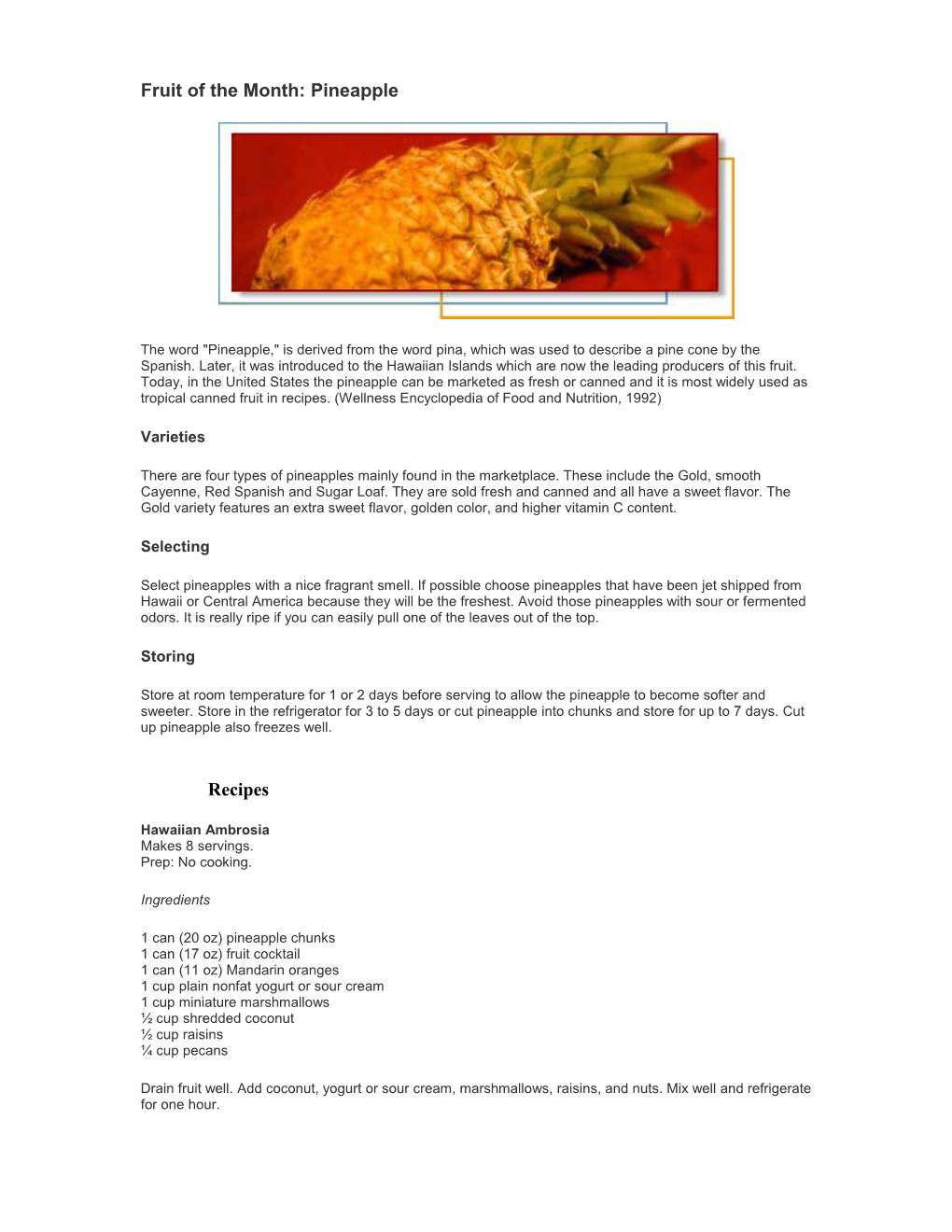 Fruit of the Month: Pineapple
