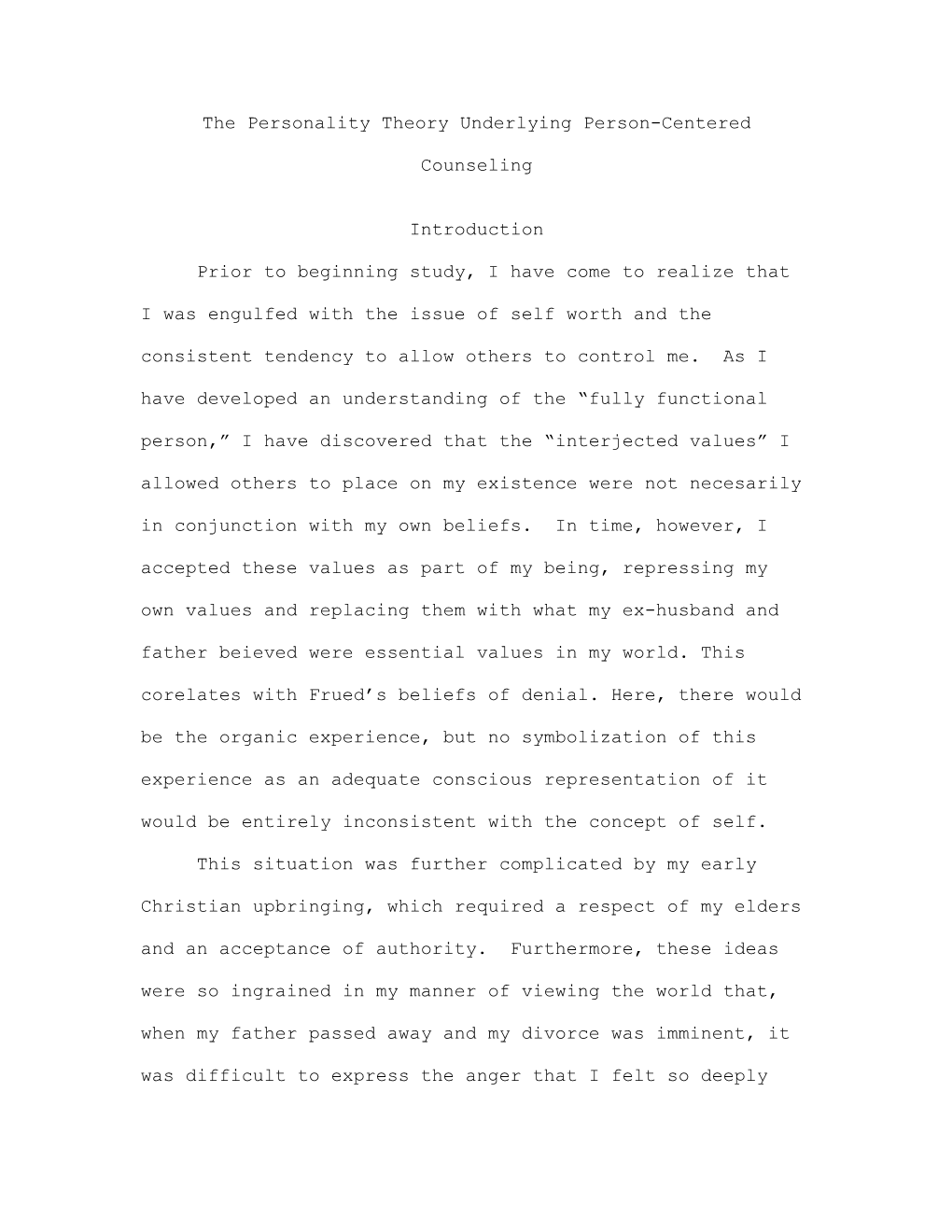 The Personality Theory Underlying Person-Centered Counseling