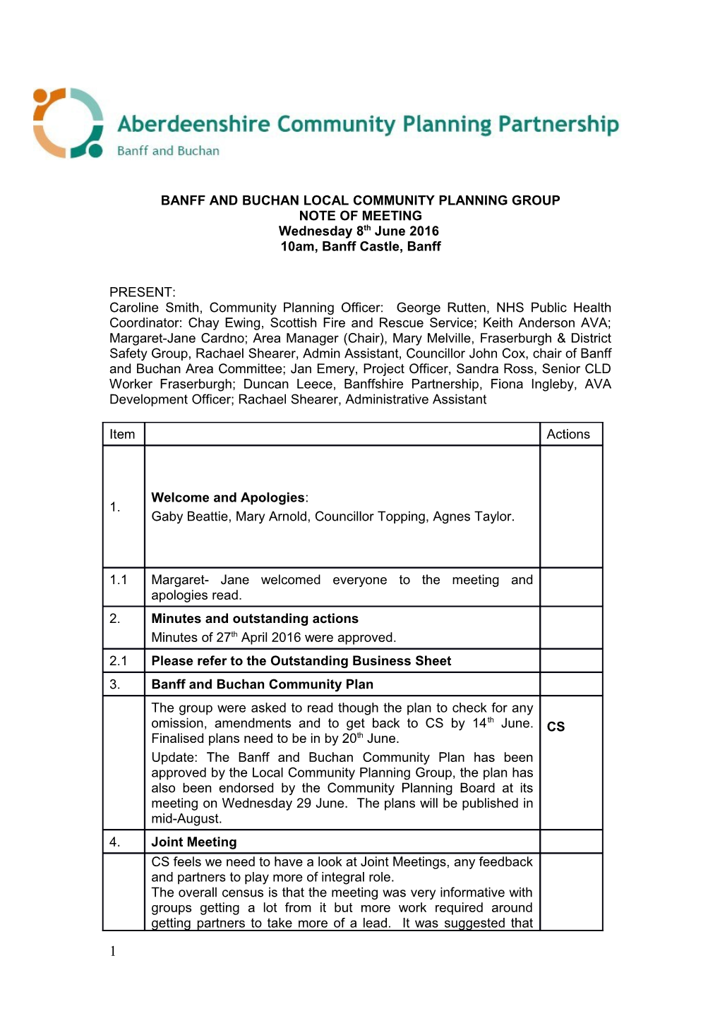 Banff and Buchan Local Community Planning Group