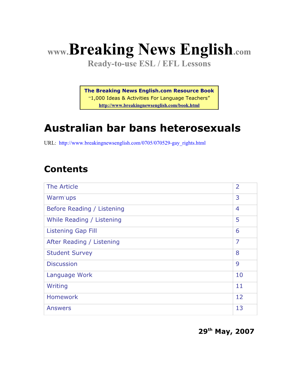 Australian Bar Bans Heterosexuals