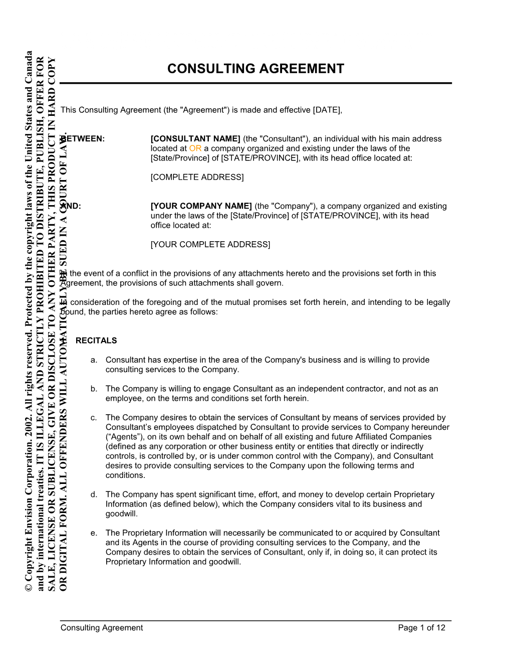 This Consulting Agreement (The Agreement ) Is Made and Effective Date