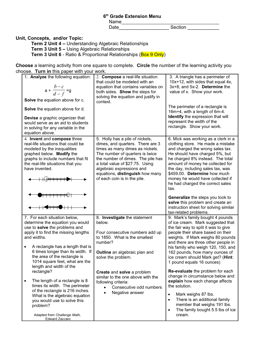 Unit, Concepts, And/Or Topic