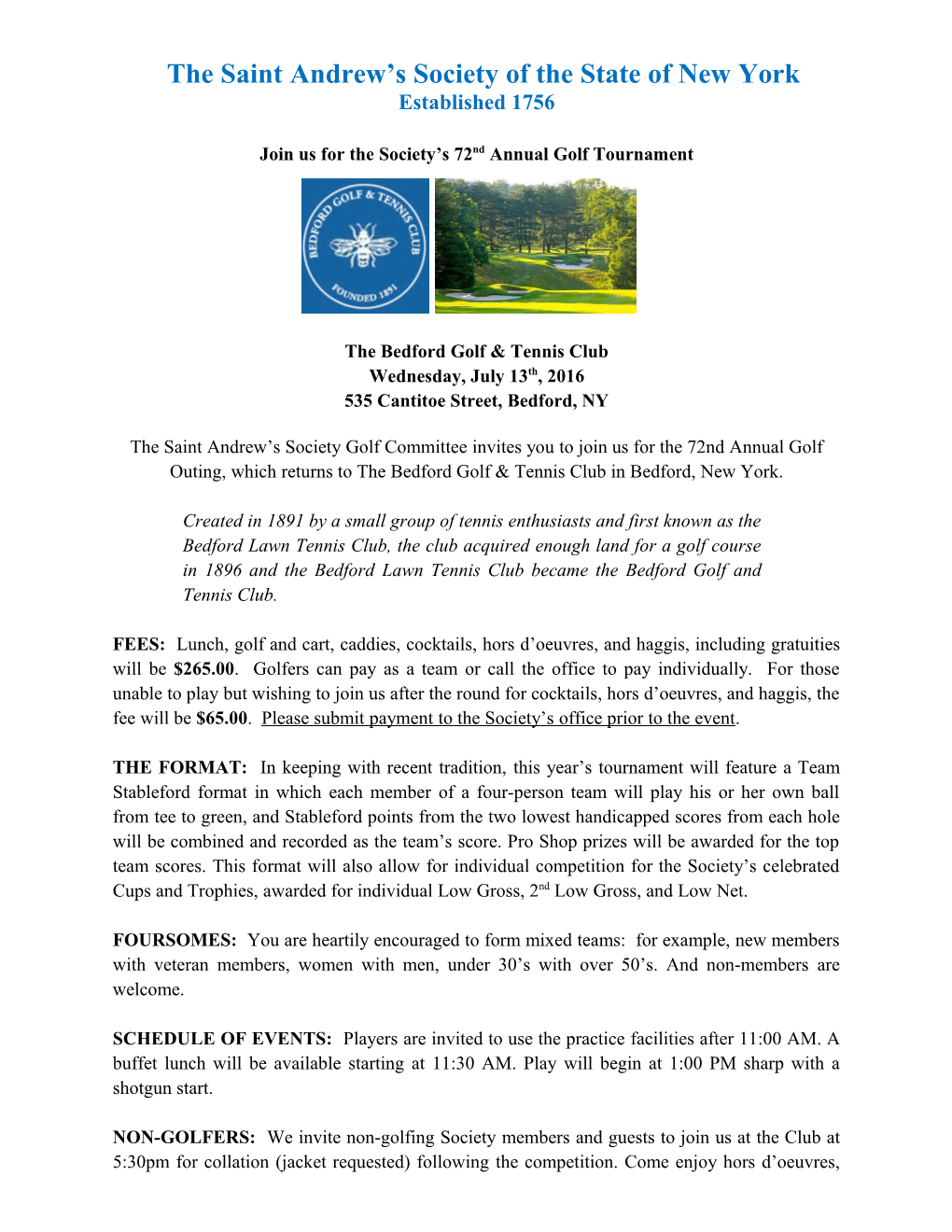 The Saint Andrew S Society of the State of New York