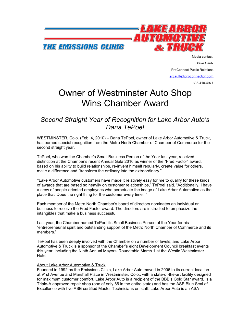 Owner of Westminster Auto Shop