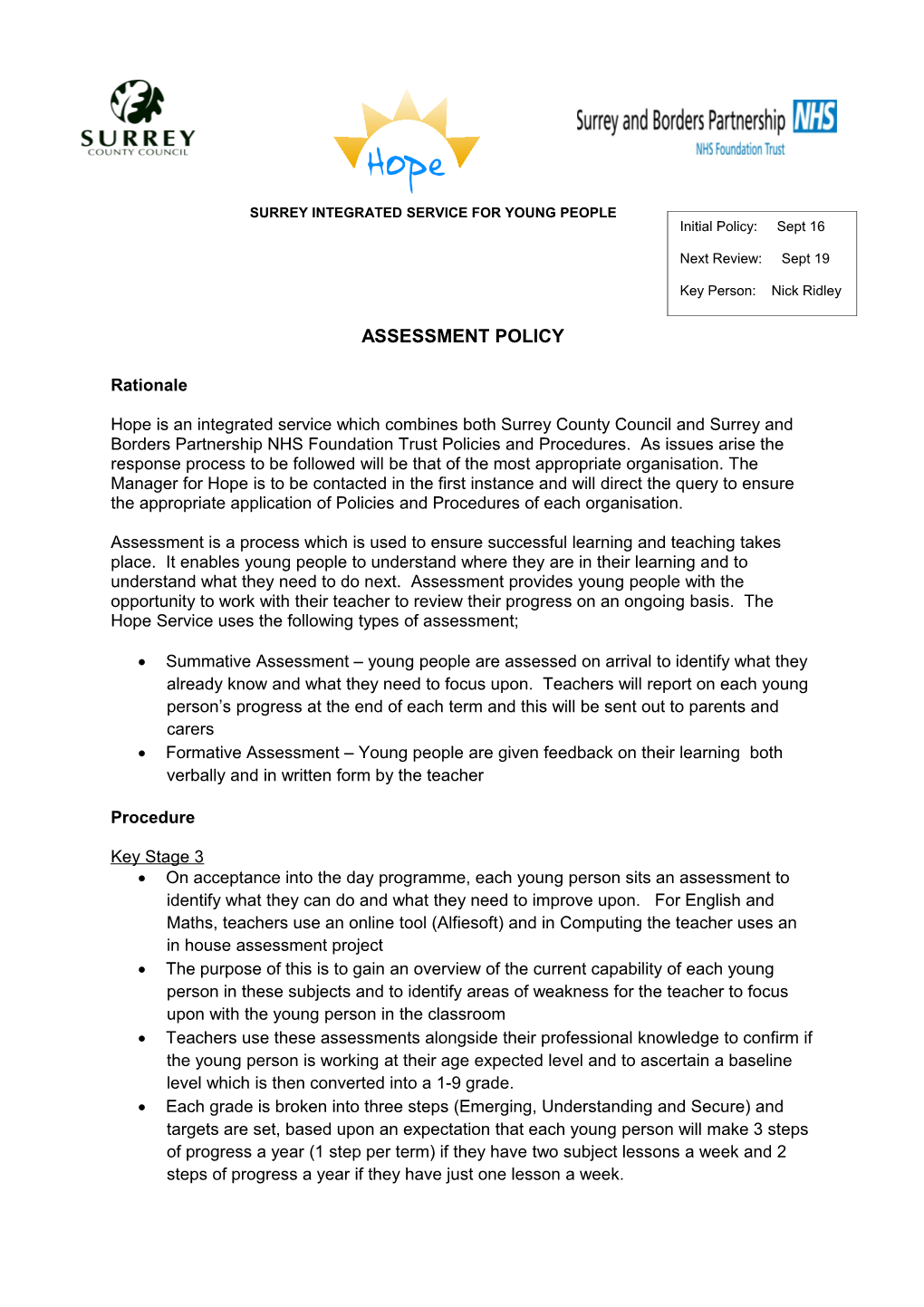 Assessment Policy