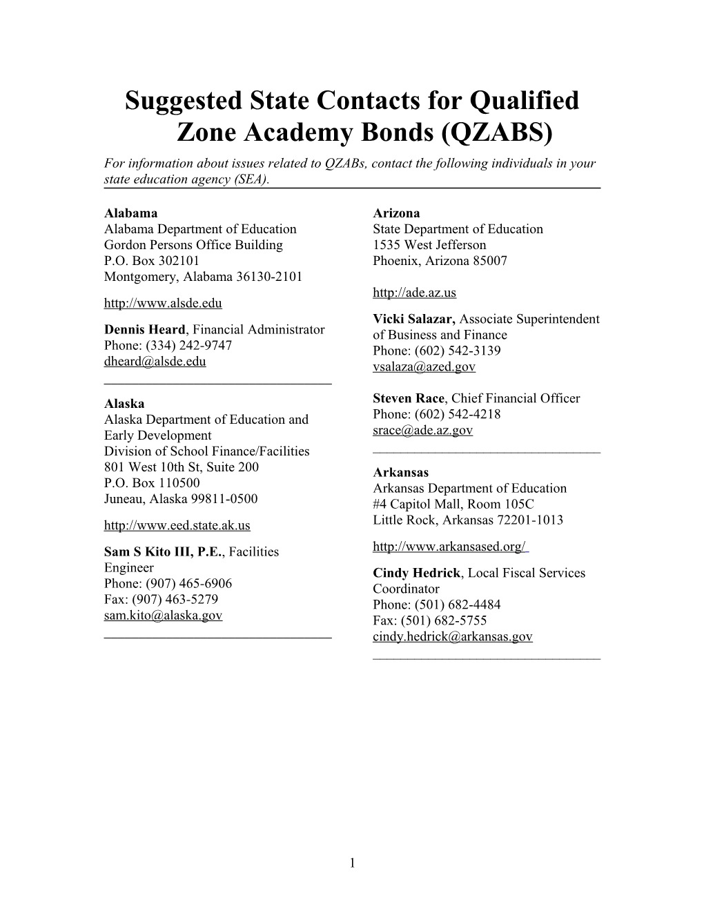State Contacts for Qualified Zone Academy Bonds (MS Word)