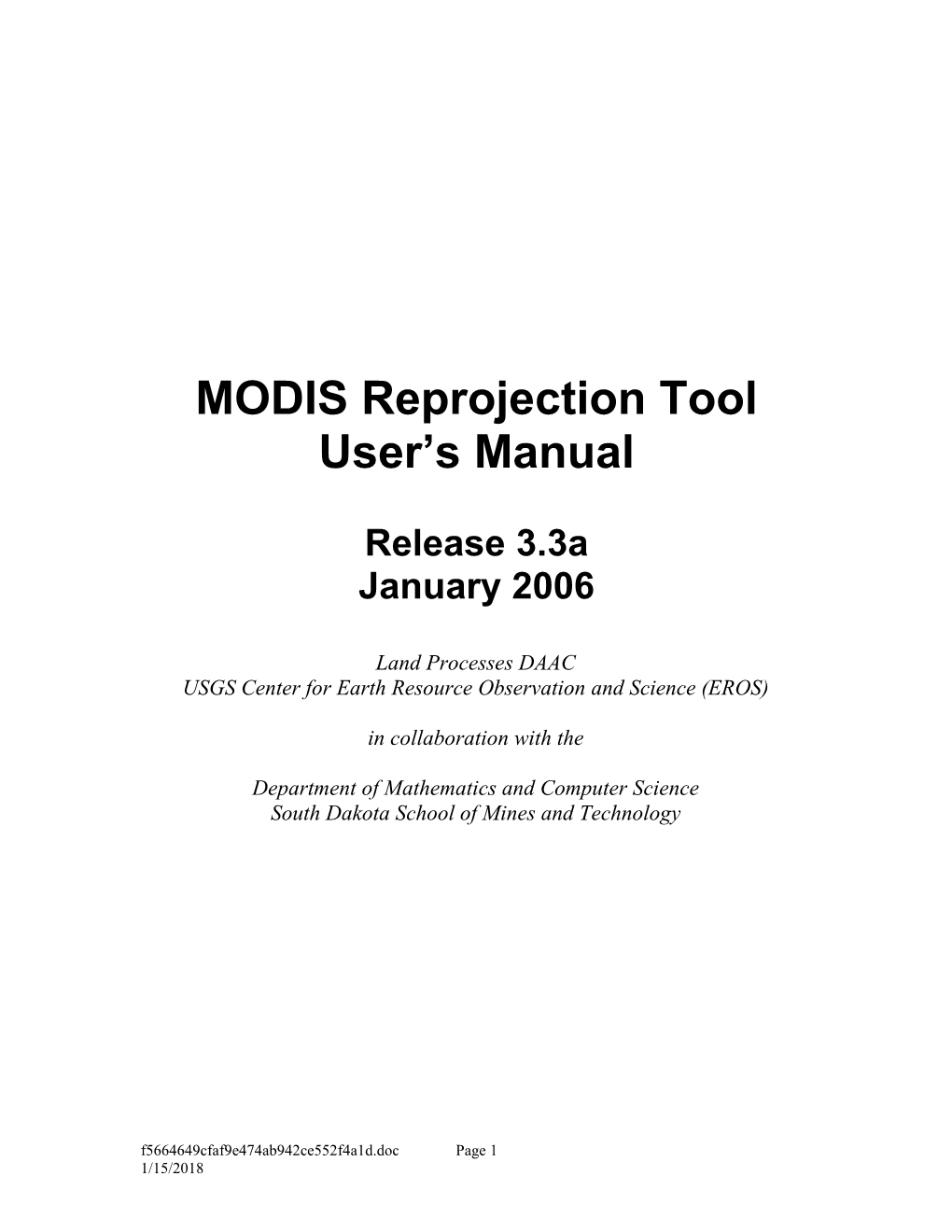 MODIS Tool User S Manual