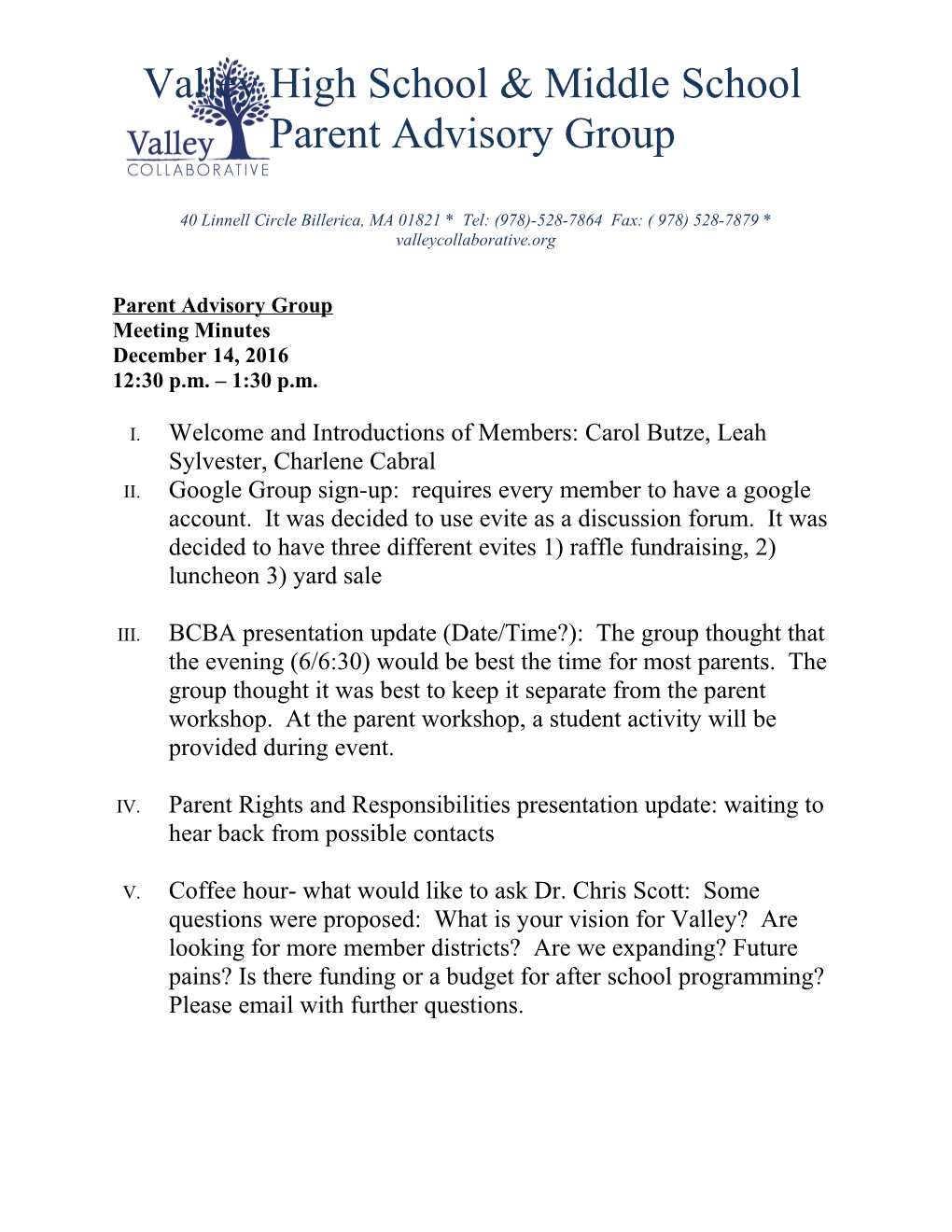 Parent Advisory Group