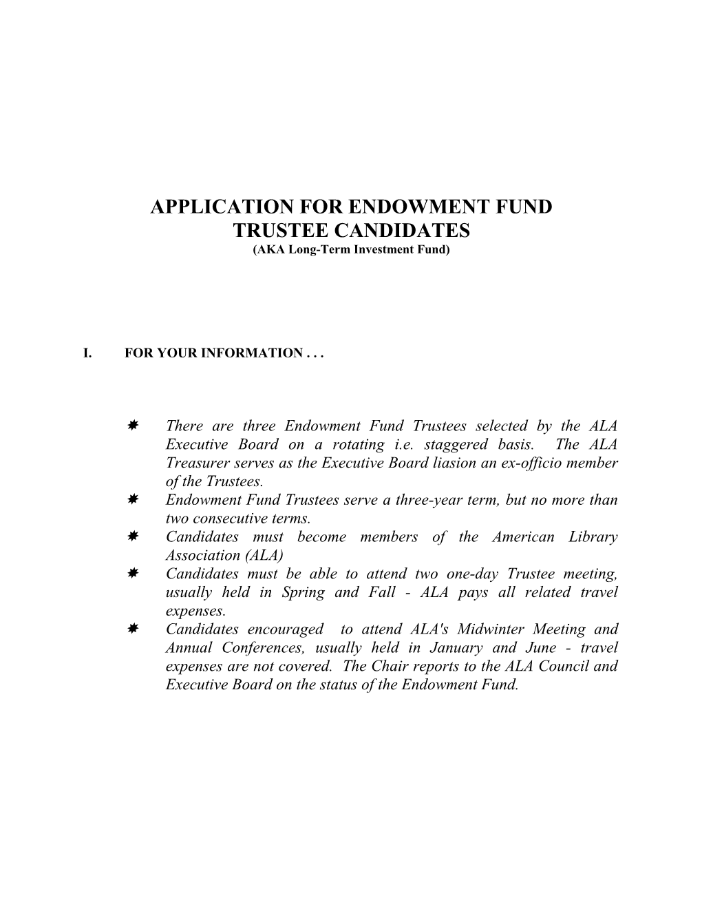 Application for Endowment Trustee
