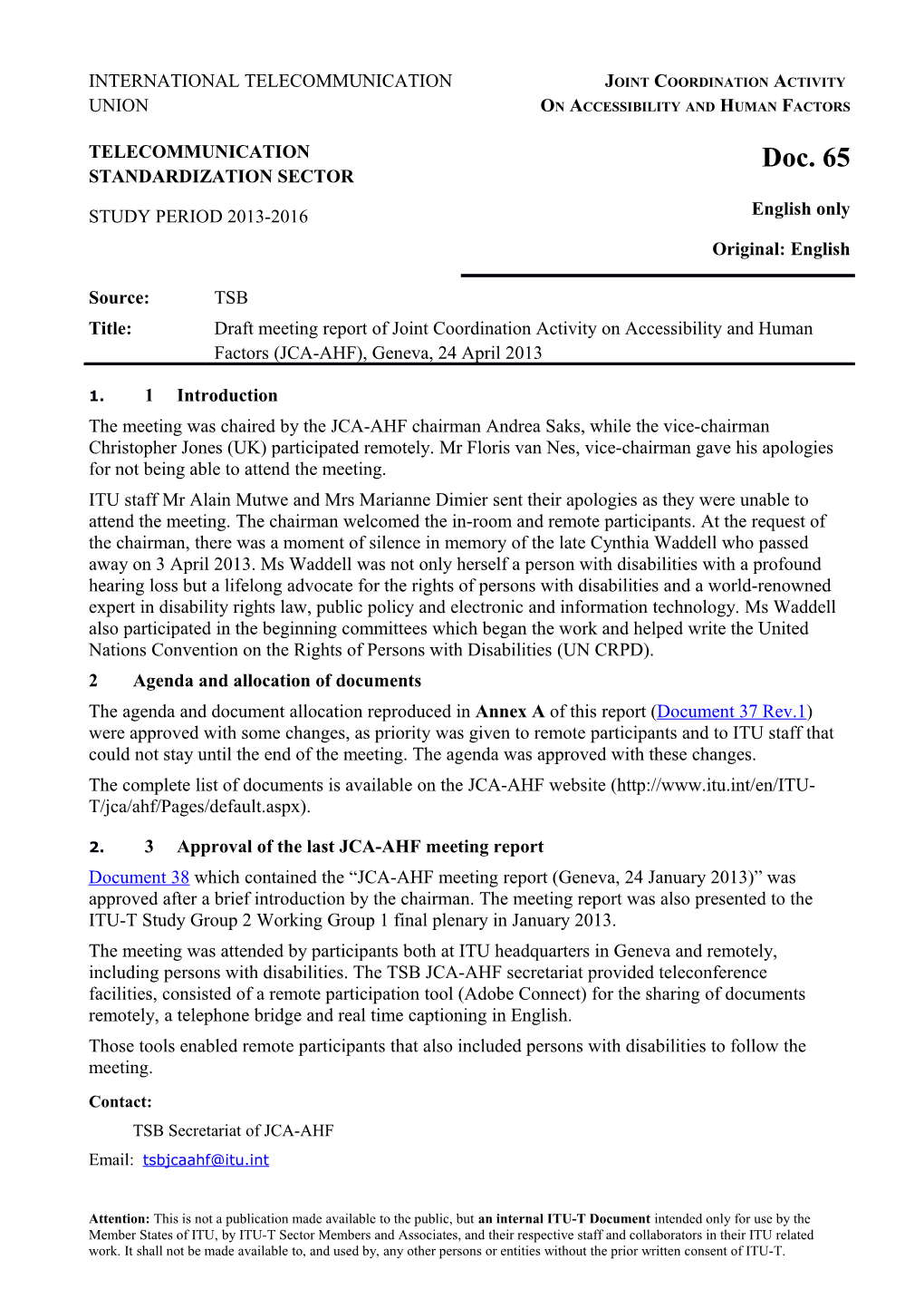 2 Agenda and Allocation of Documents