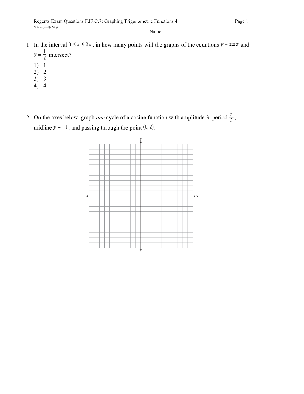 Regents Exam Questions F.IF.C.7: Graphing Trigonometric Functions 4 Page 11