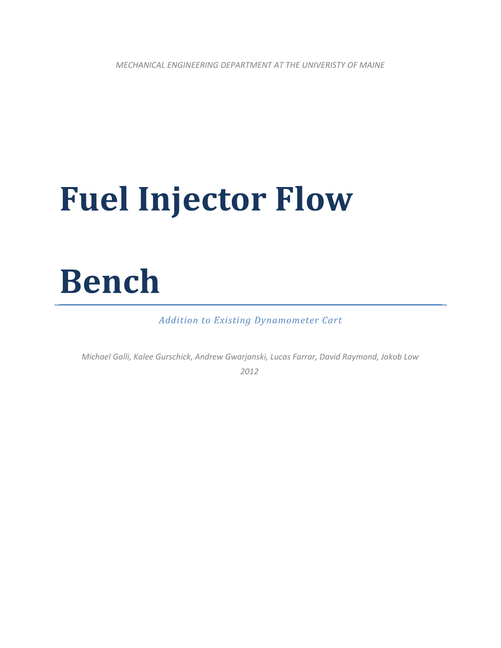 Fuel Injector Flow Bench
