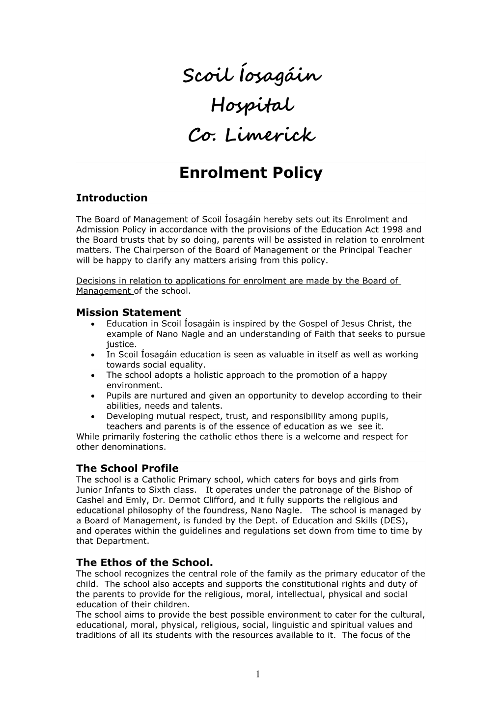 Enrolment Policy