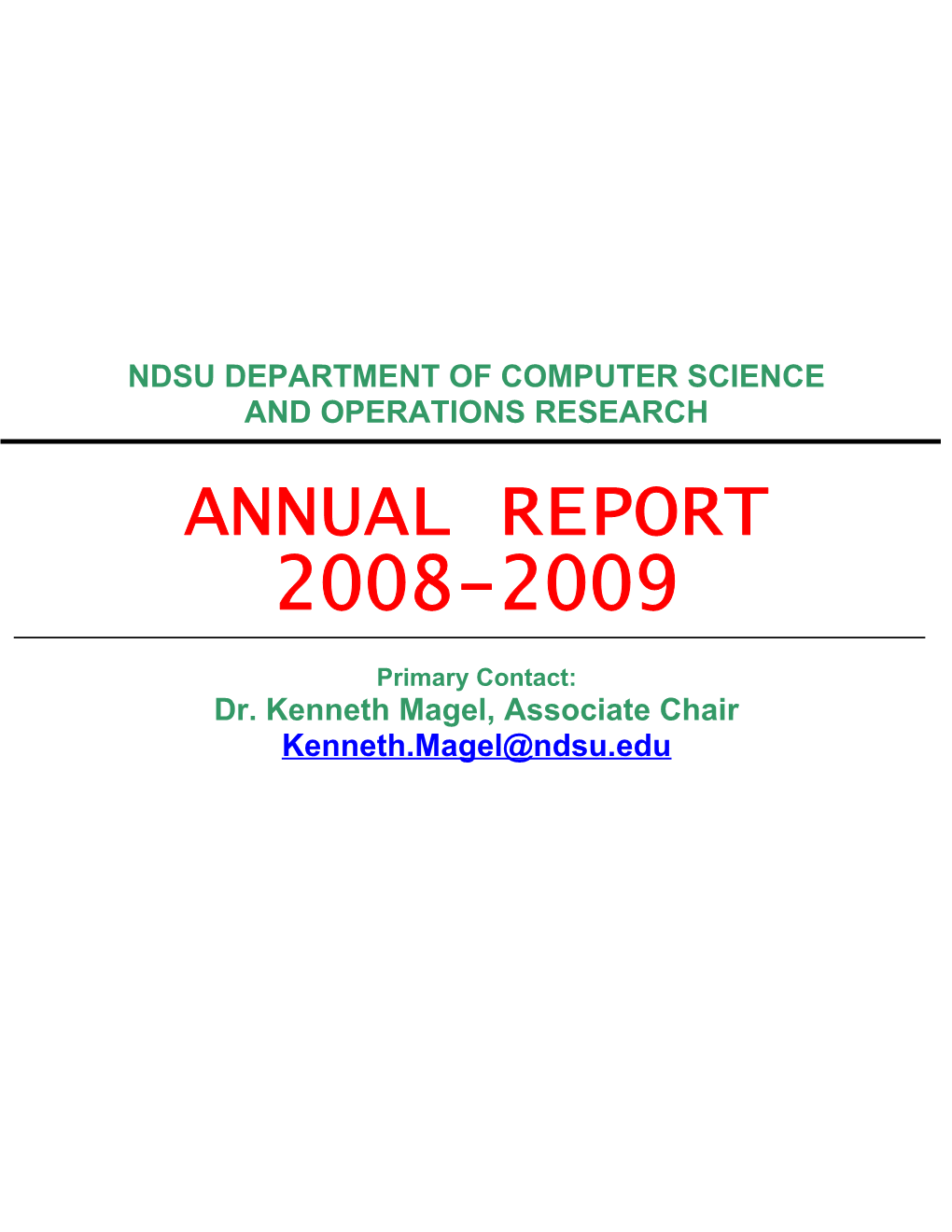 Ndsu Department Of Computer Science And Operations Research
