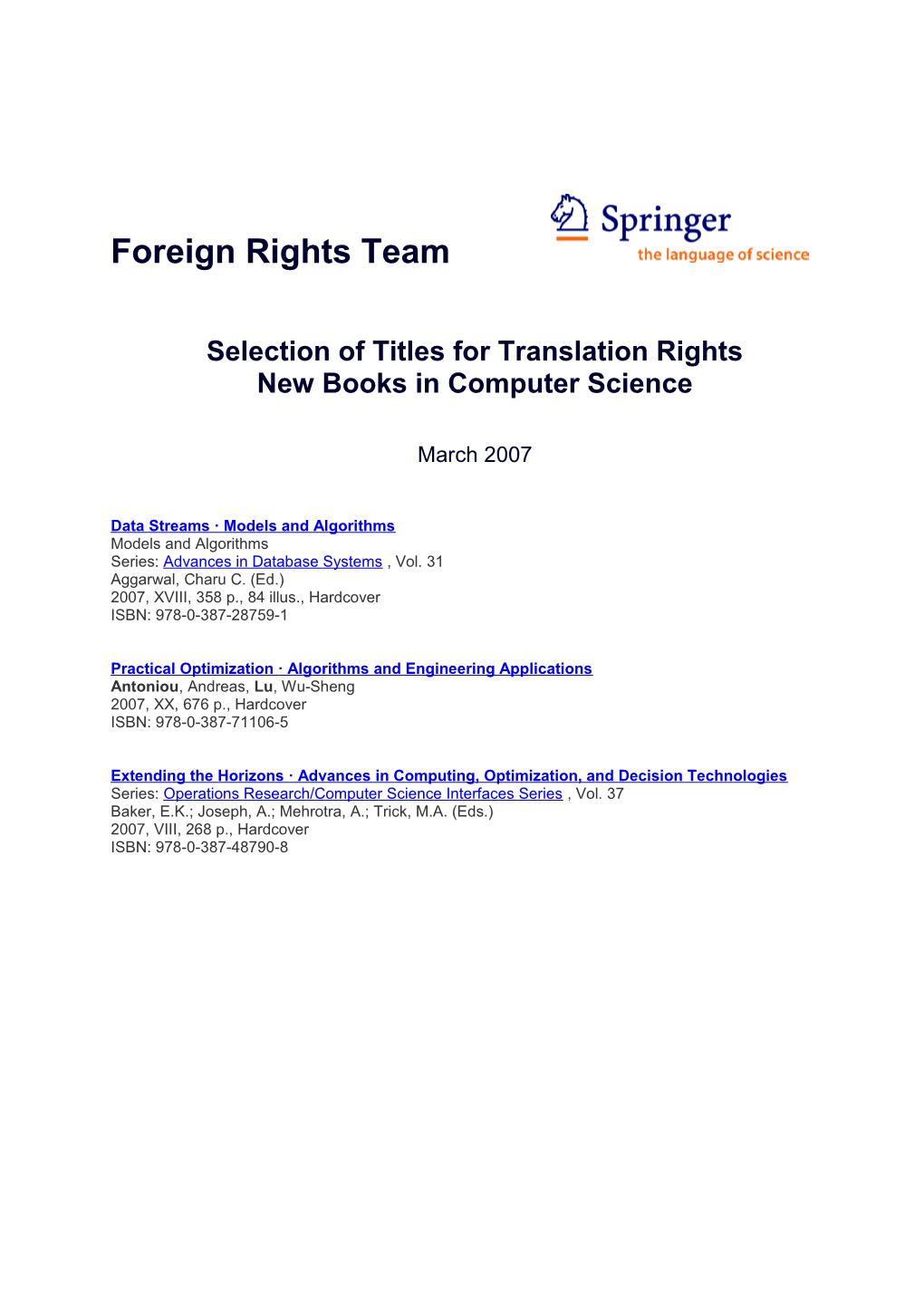 Foreign Rights Team