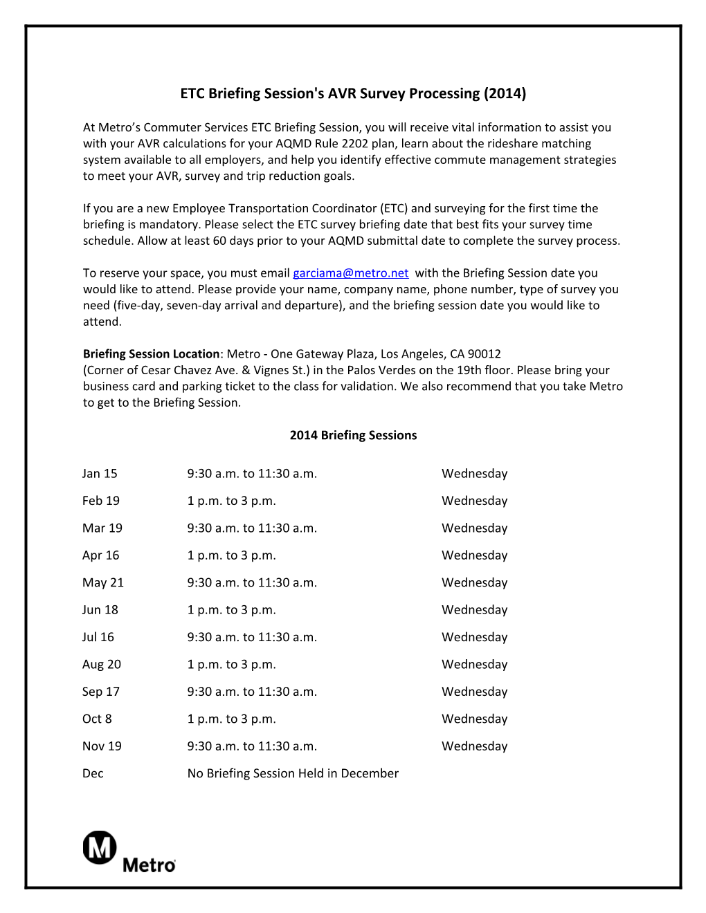 ETC Briefing Session's AVR Survey Processing (2012)