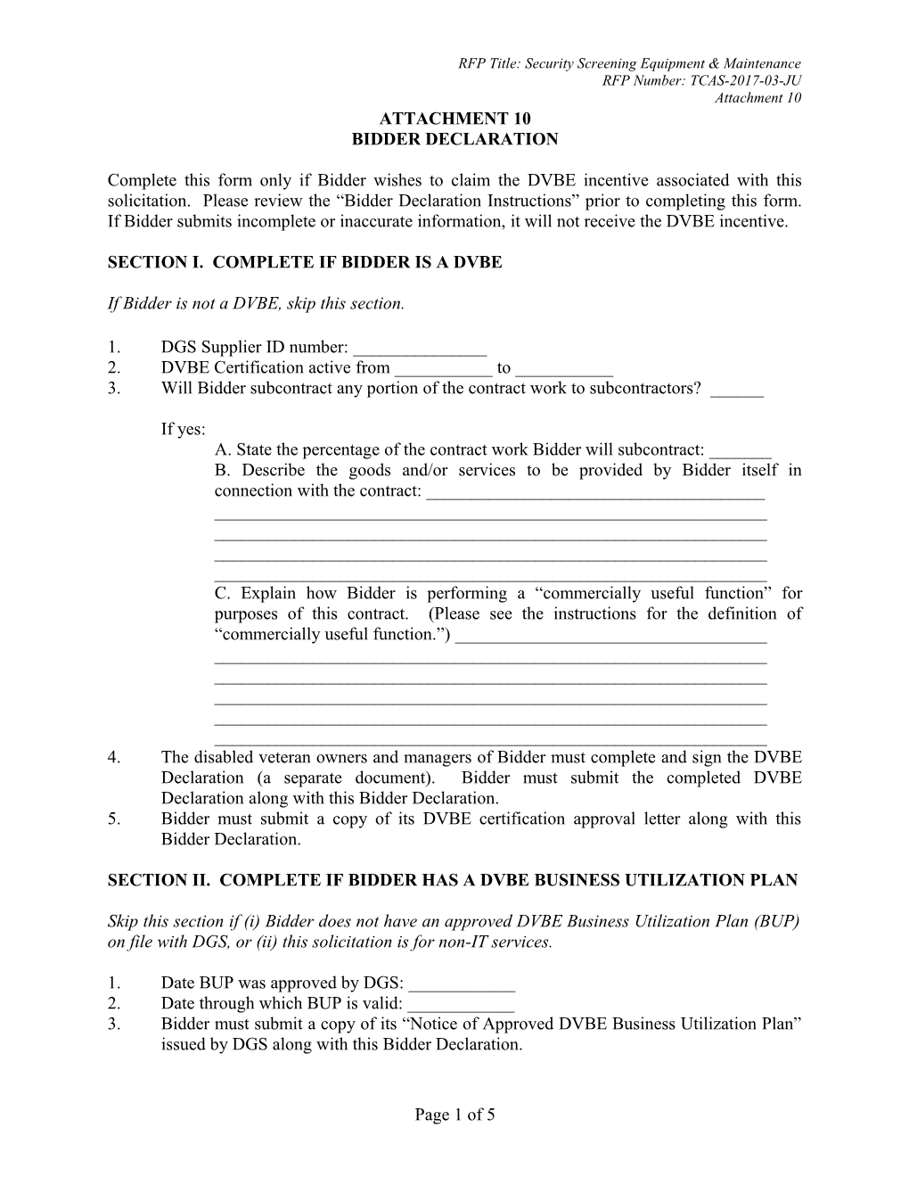 RFP Title: Security Screening Equipment & Maintenance