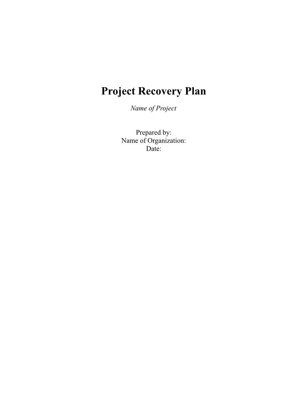 Project Recovery Plan