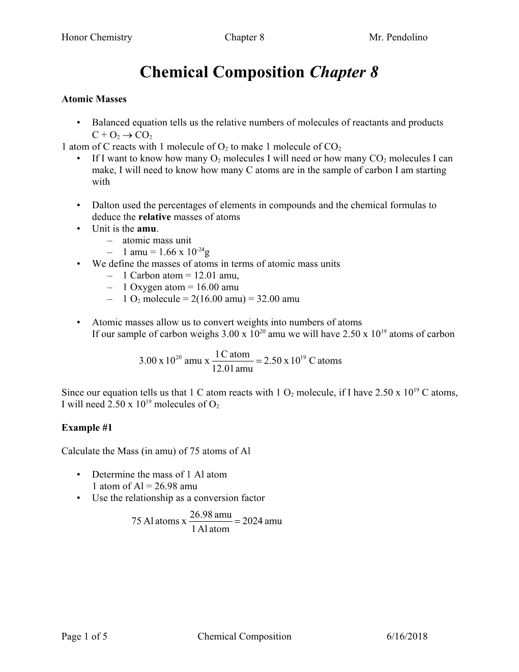 Chemical Composition Chapter 8