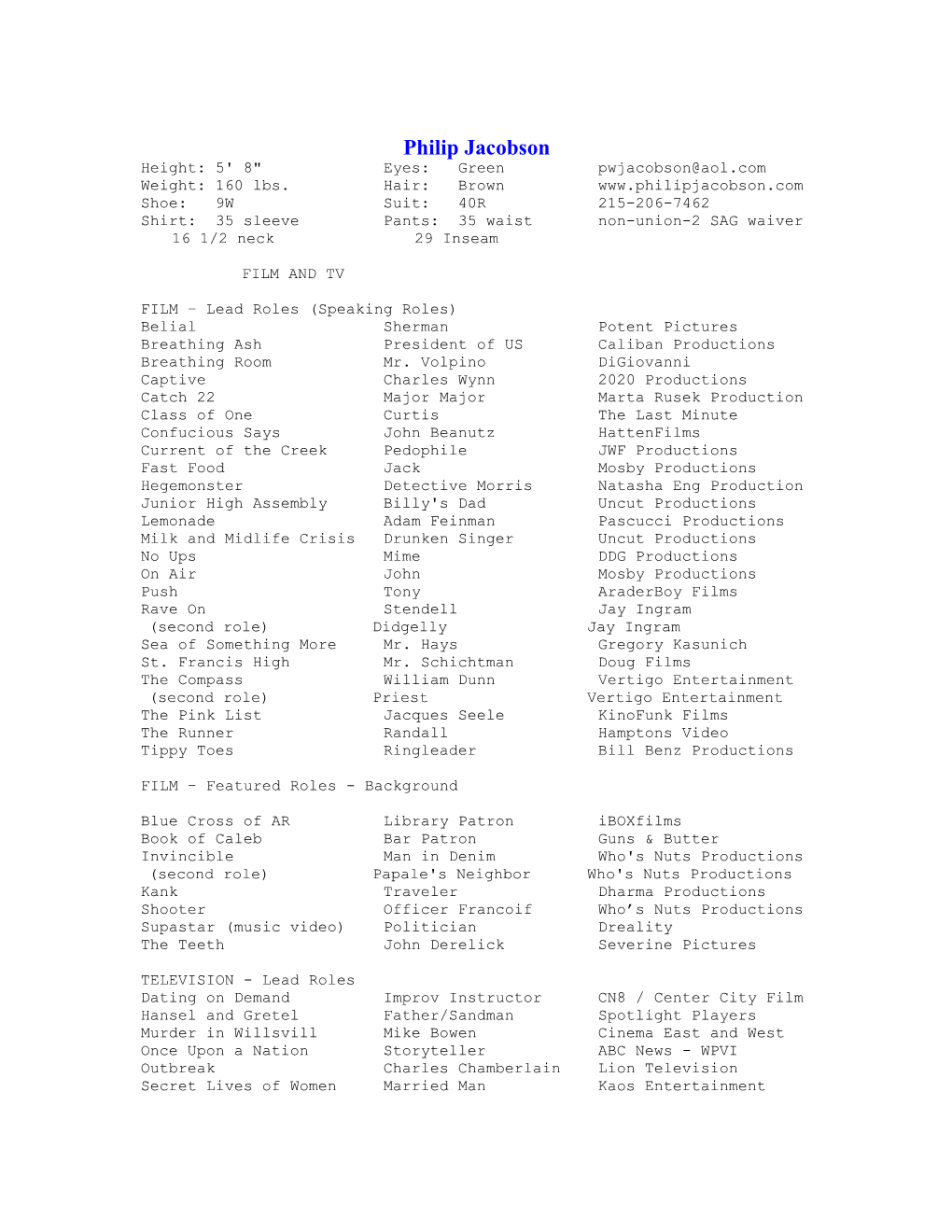 Philip Jacobson More Complete Resume