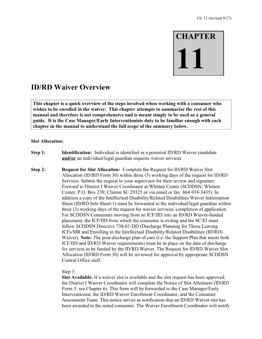 ID/RD Waiver Overview